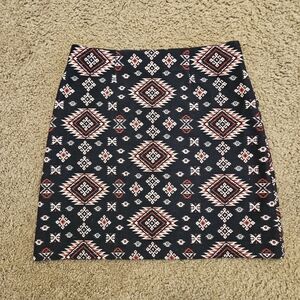 Karen Kane Navy, White and Red Geometric Mini Skirt, Size 6